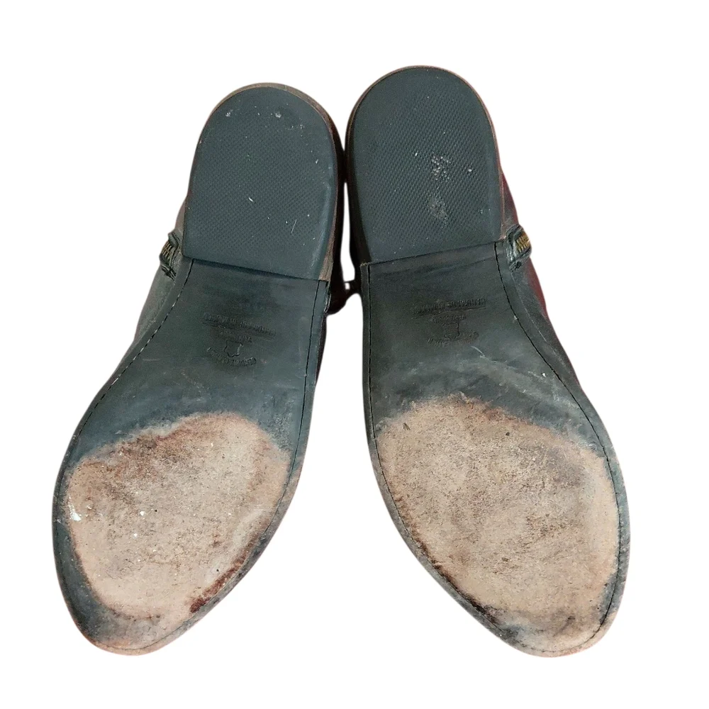 LIBERTY Metallic Black Distressed Leather Ankle Boots 